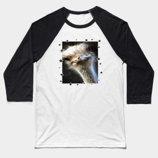 Geeky Ostrich With Artistic Star Border Baseball T-Shirt